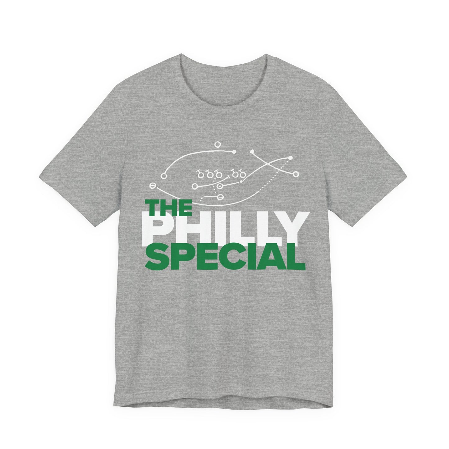 Gray t-shirt with 'The Philly Special' text and graphic on a white background