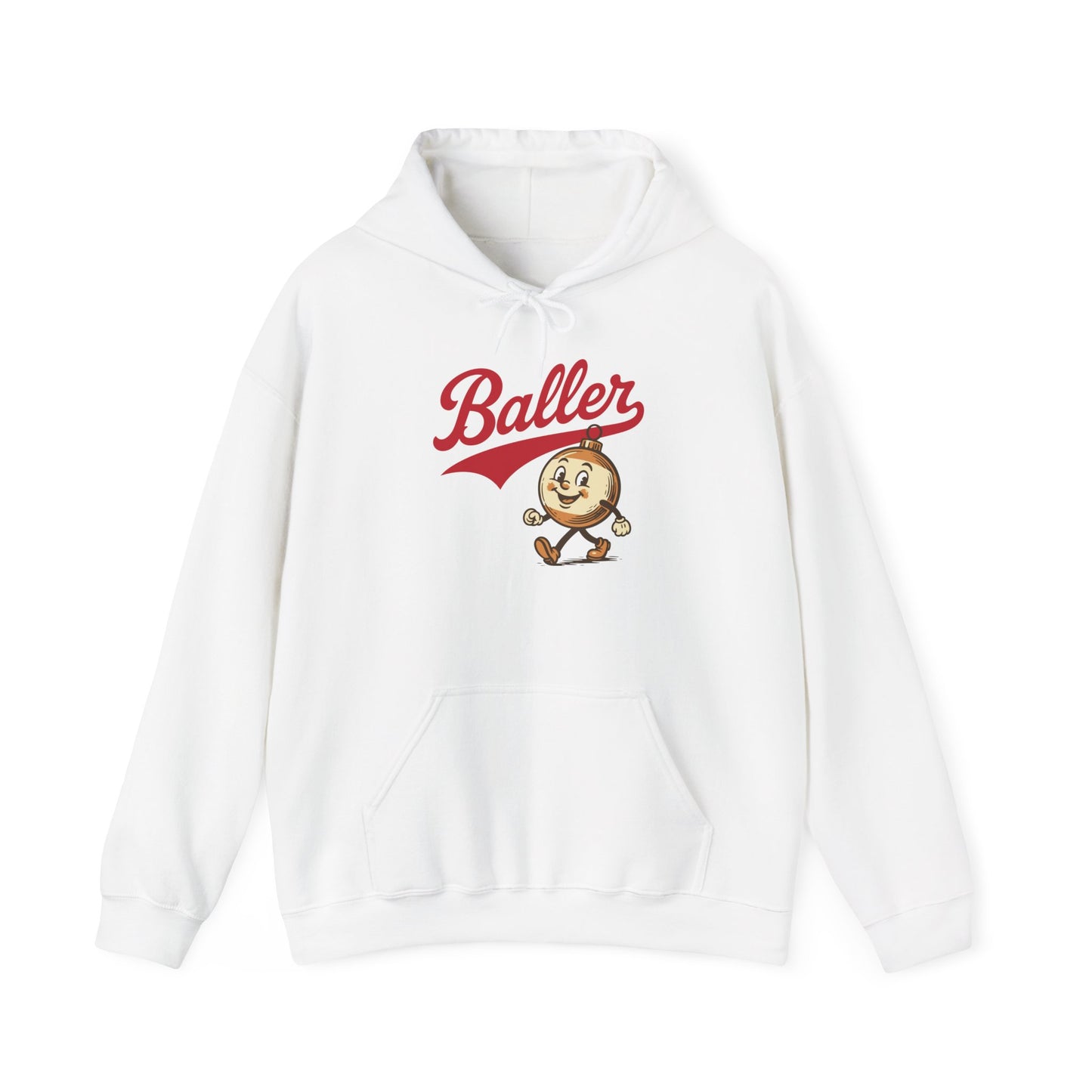 Baller Christmas Sweatshirt Retro inspired Baseball Script and Illustration